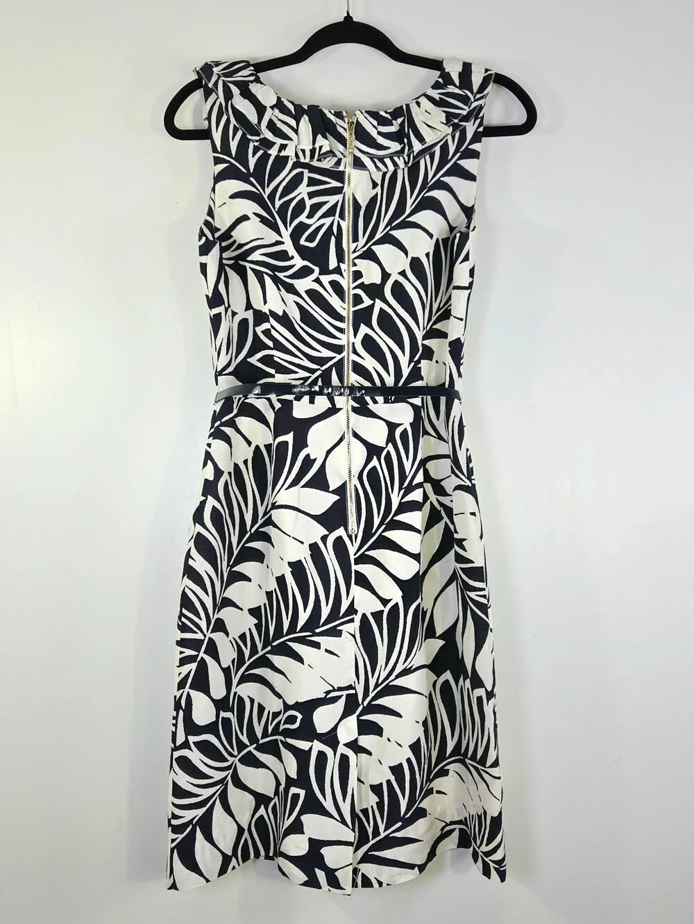KATE SPADE NEW YORK STELLA 100% SILK RUFFLE SHEATH DRESS.